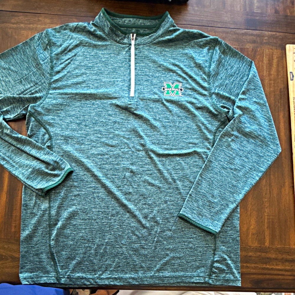 Colosseum 1/4 Zip Pullover Marshall Thundering Herd Green/Gray XL